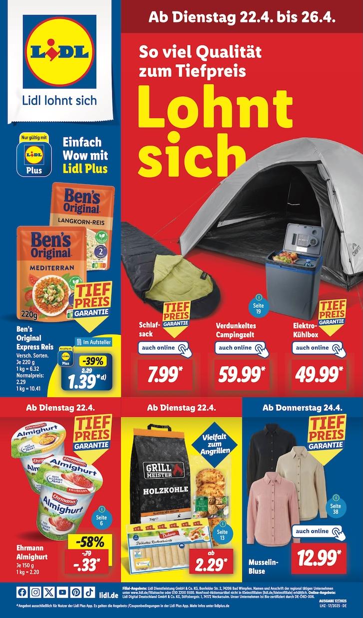 Lidl Aktueller Prospekt ab Dienstag Seite 1