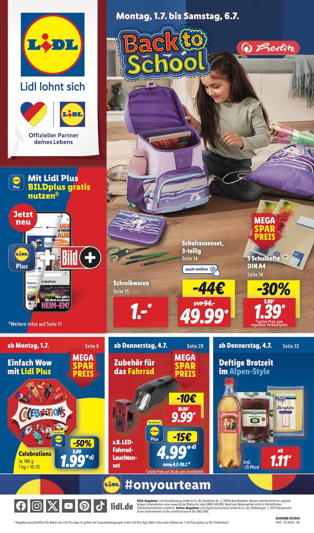 Lidl Aktueller Prospekt ab Montag Seite 1