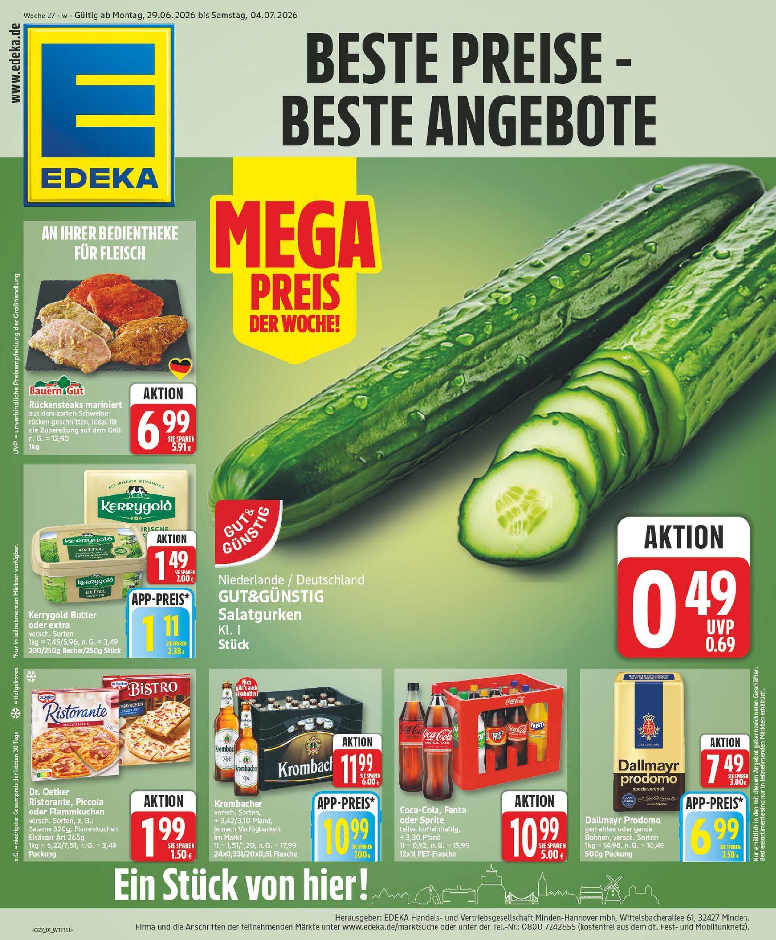 Edeka Prospekt ab Montag - Niedersachsen Seite 1