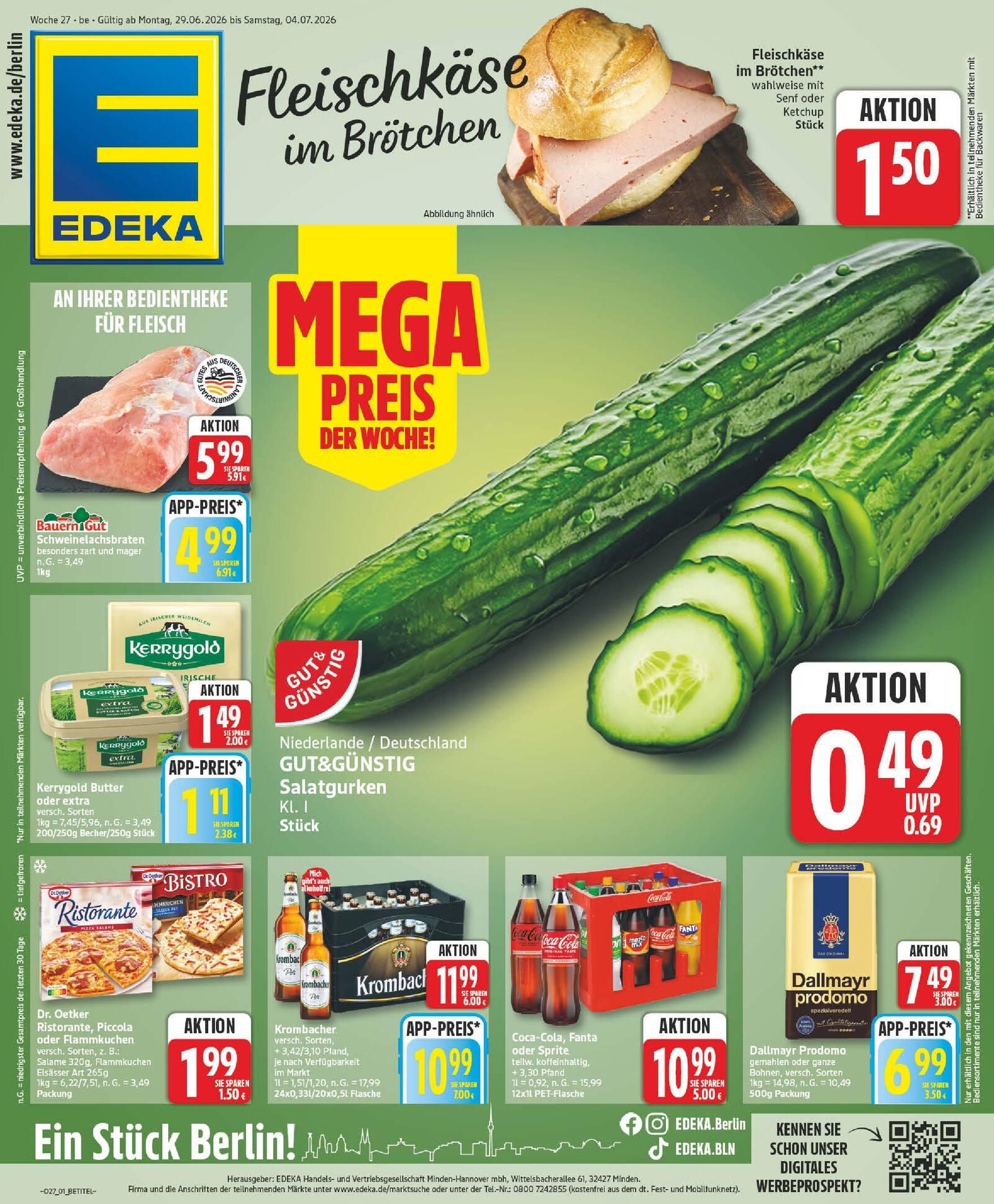 Edeka Prospekt ab Montag - Berlin Seite 1