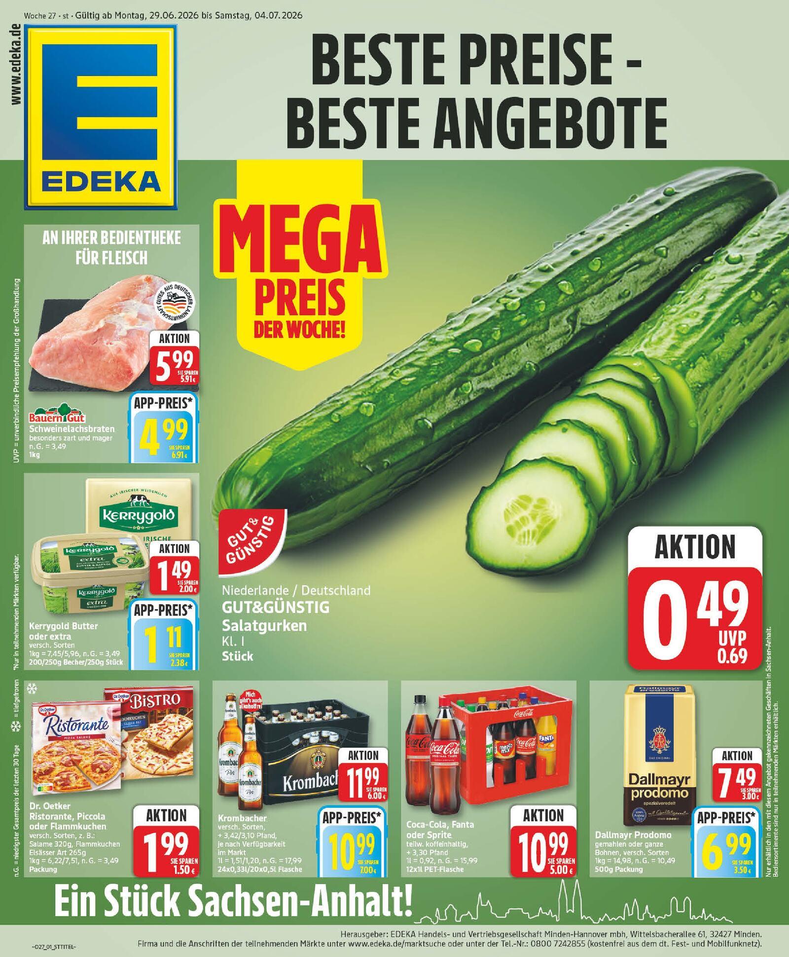 Edeka Prospekt ab Montag - Sachsen-Anhalt Seite 1