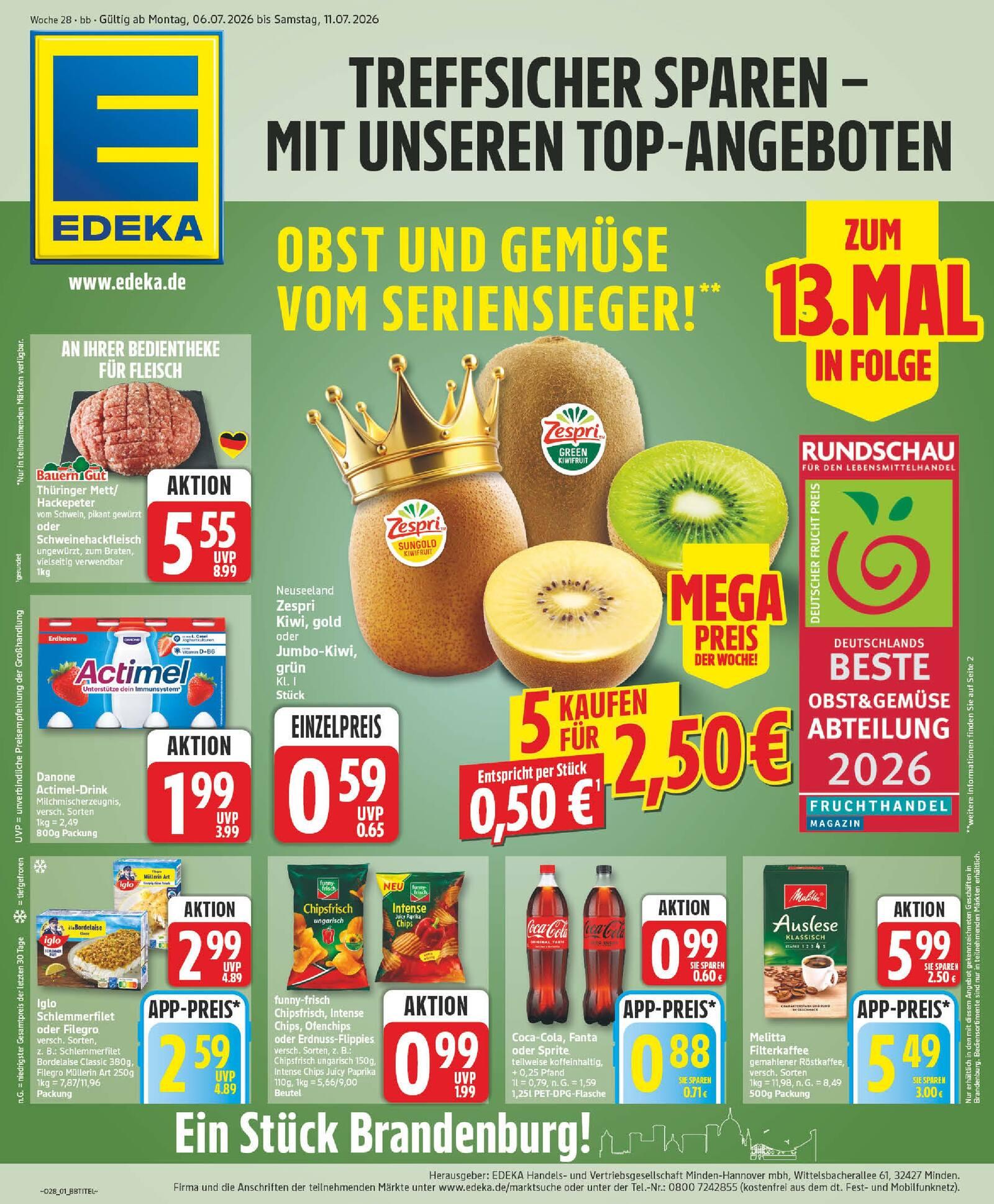 Edeka Prospekt ab Montag - Brandenburg Seite 1