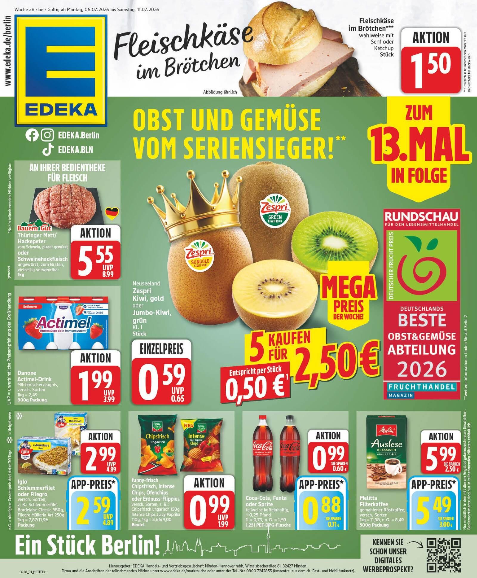 Edeka Prospekt ab Montag - Berlin Seite 1