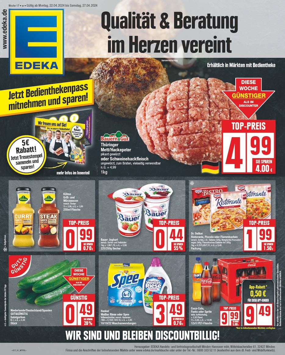 Edeka Prospekt ab Montag - Niedersachsen Seite 1