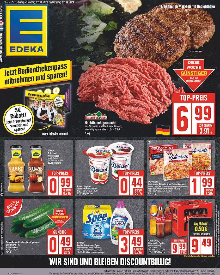 Edeka Prospekt ab Montag - Berlin Seite 1