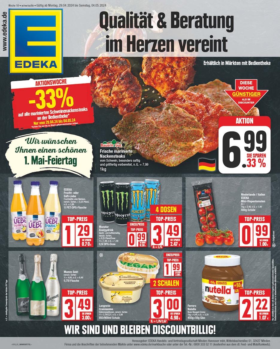 Edeka Prospekt ab Montag - Niedersachsen Seite 1