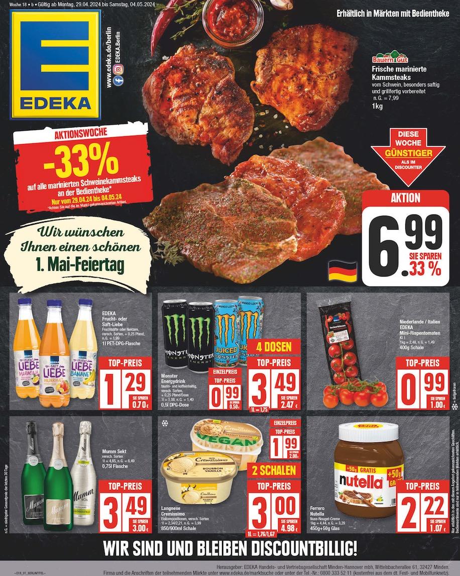 Edeka Prospekt ab Montag - Berlin Seite 1