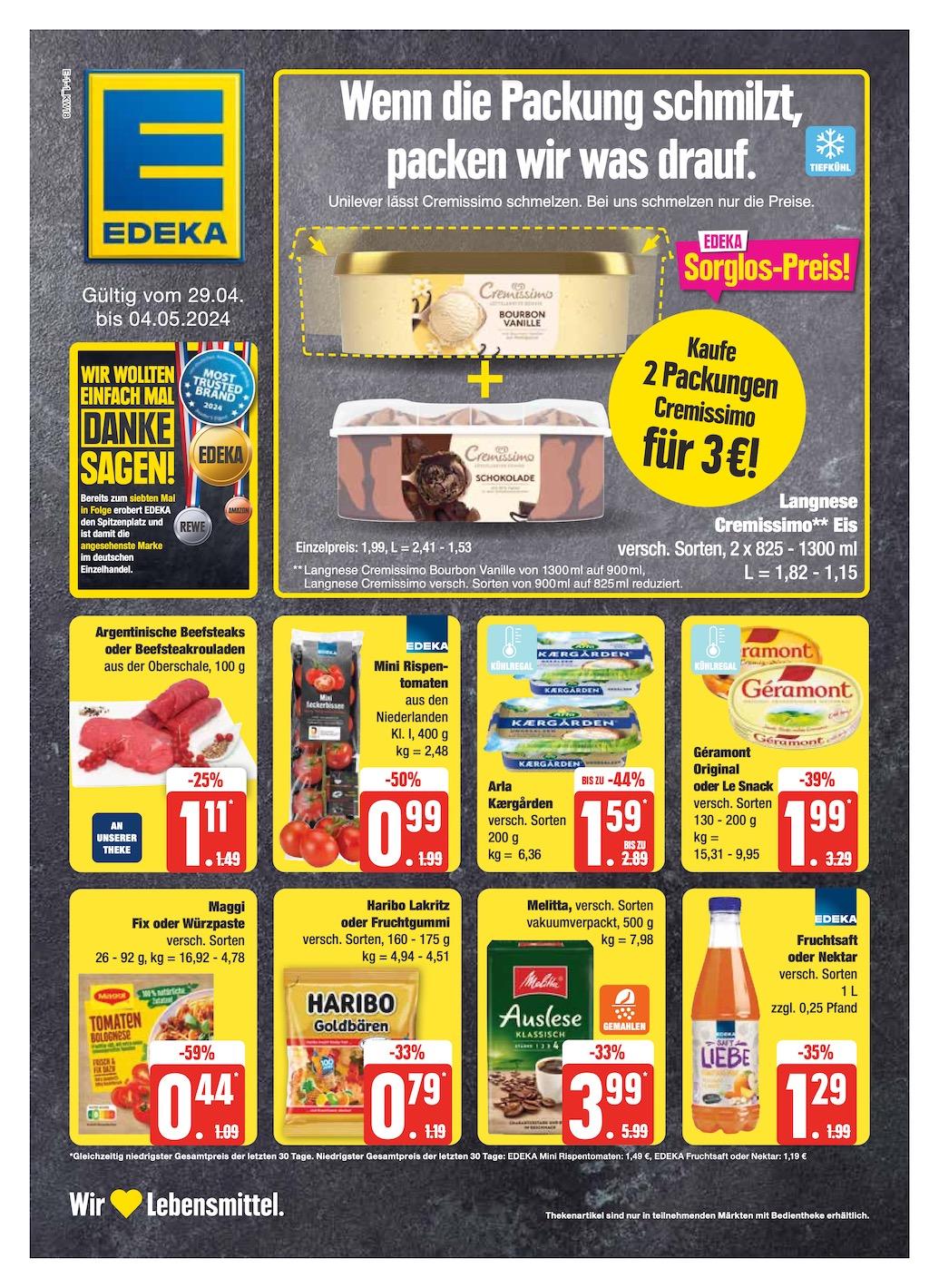 Edeka Prospekt ab Montag - Schleswig - Holstein Seite 1