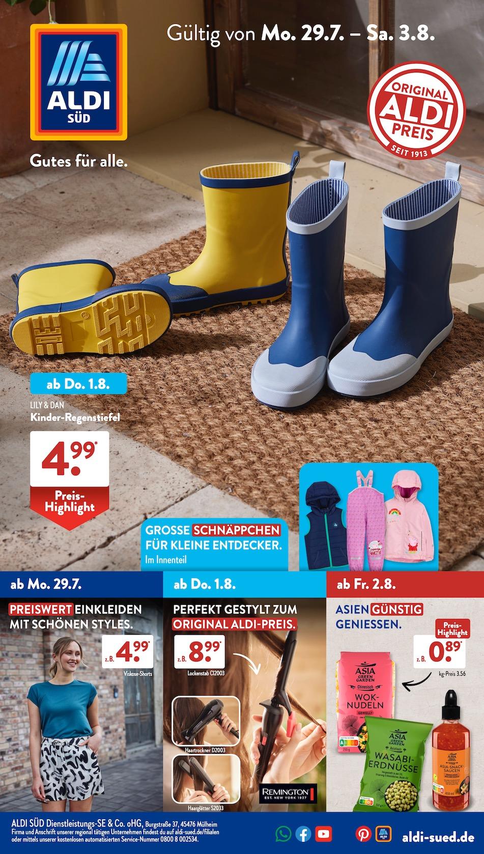 Aldi Aldi Süd Prospekt ab Montag Seite 1