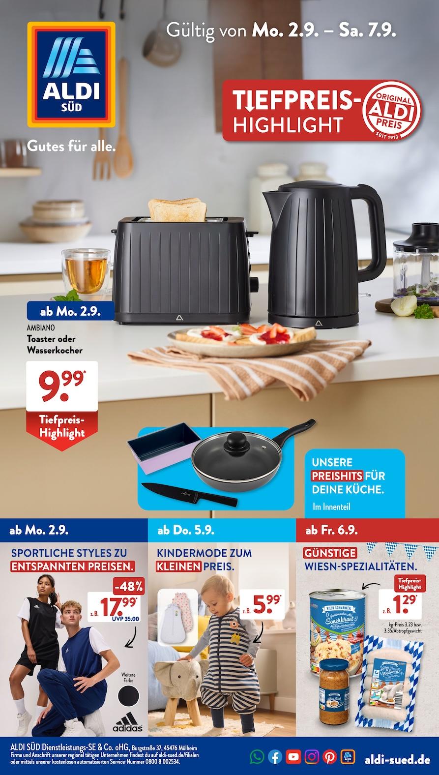 Aldi Aldi Süd Prospekt ab Montag Seite 1