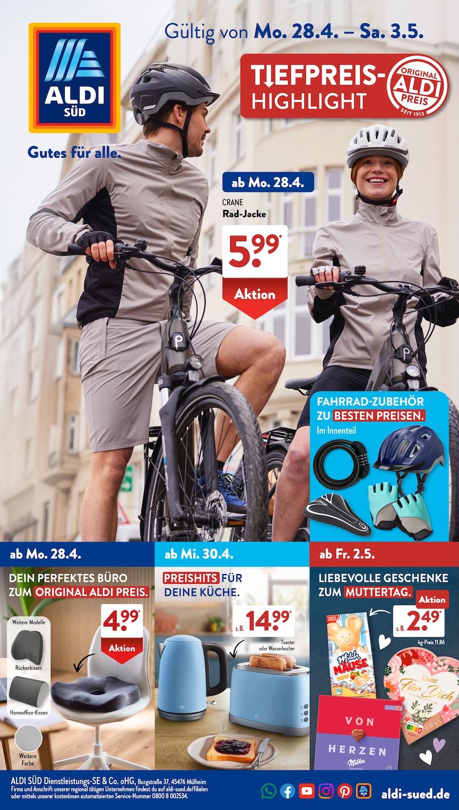 Aldi Aldi Süd Prospekt ab Montag Seite 1