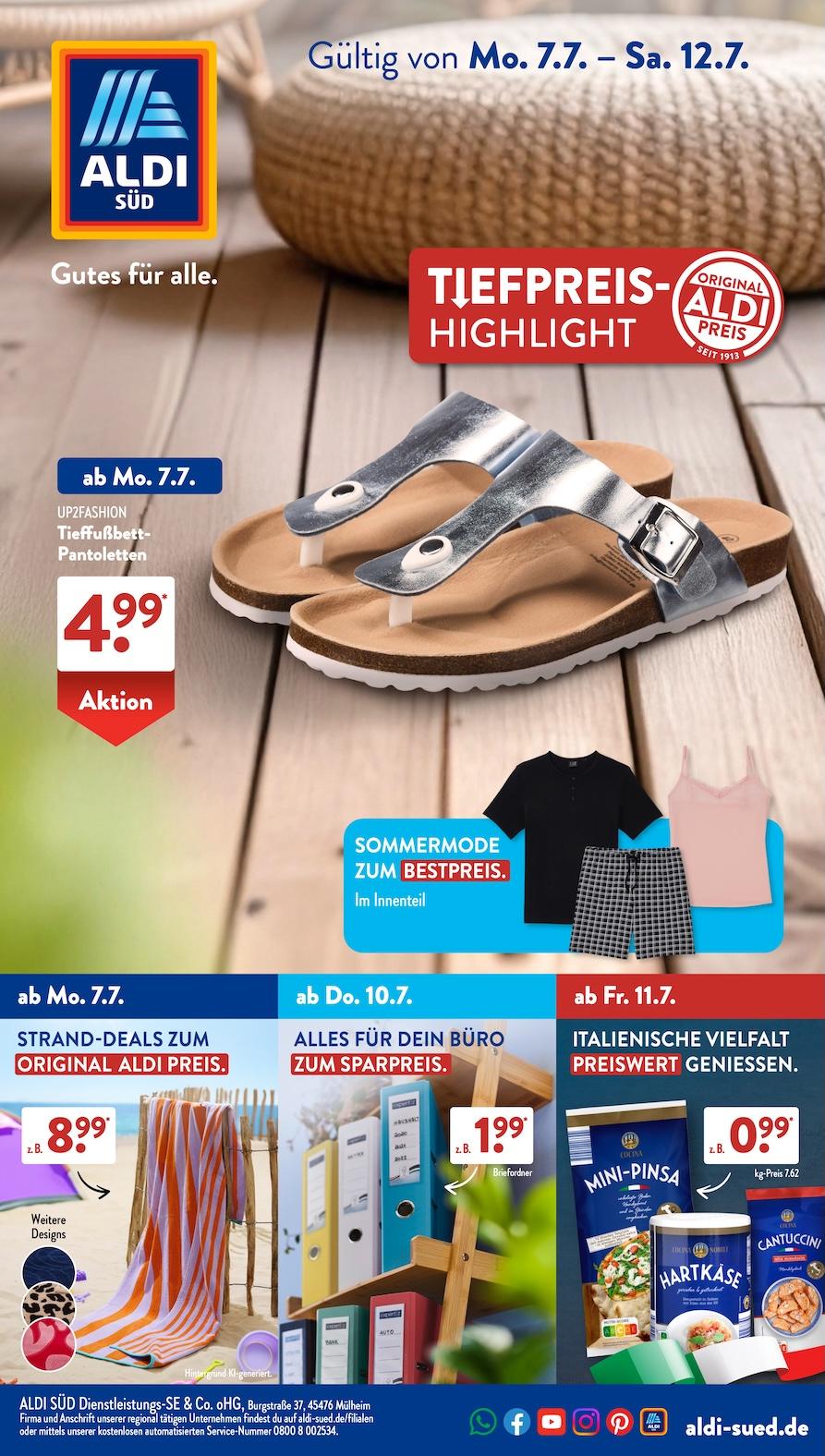 Aldi Aldi Süd Prospekt ab Montag Seite 1