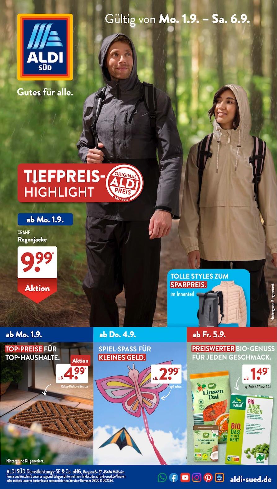 Aldi Aldi Süd Prospekt ab Montag Seite 1