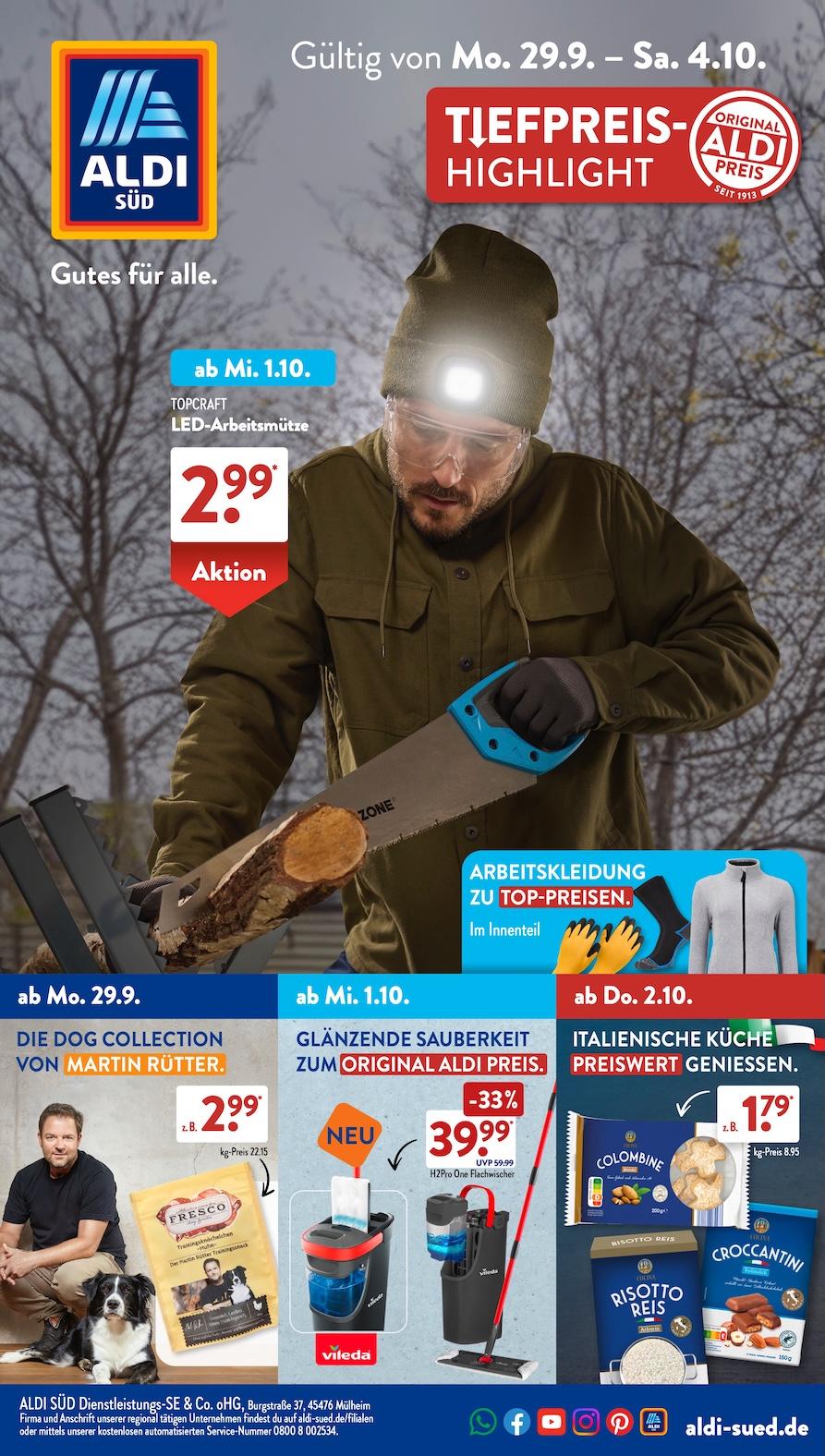 Aldi Aldi Süd Prospekt ab Montag Seite 1