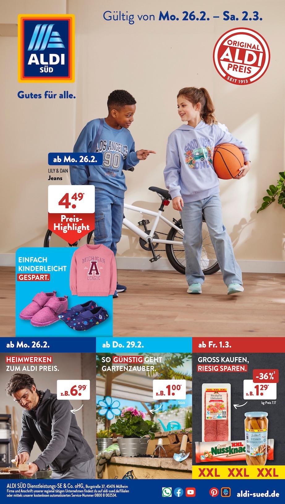 Aldi Aldi Süd Prospekt ab Montag Seite 1