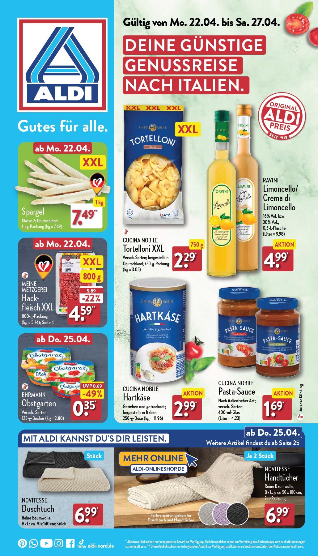 Aldi Aldi Nord Prospekt ab Montag Seite 1
